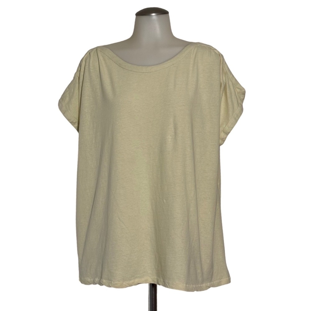 Wonderly T-Shirt Women XL Yellow Scoop Neck Dolman Cap Sleeve EUC comfortable!!